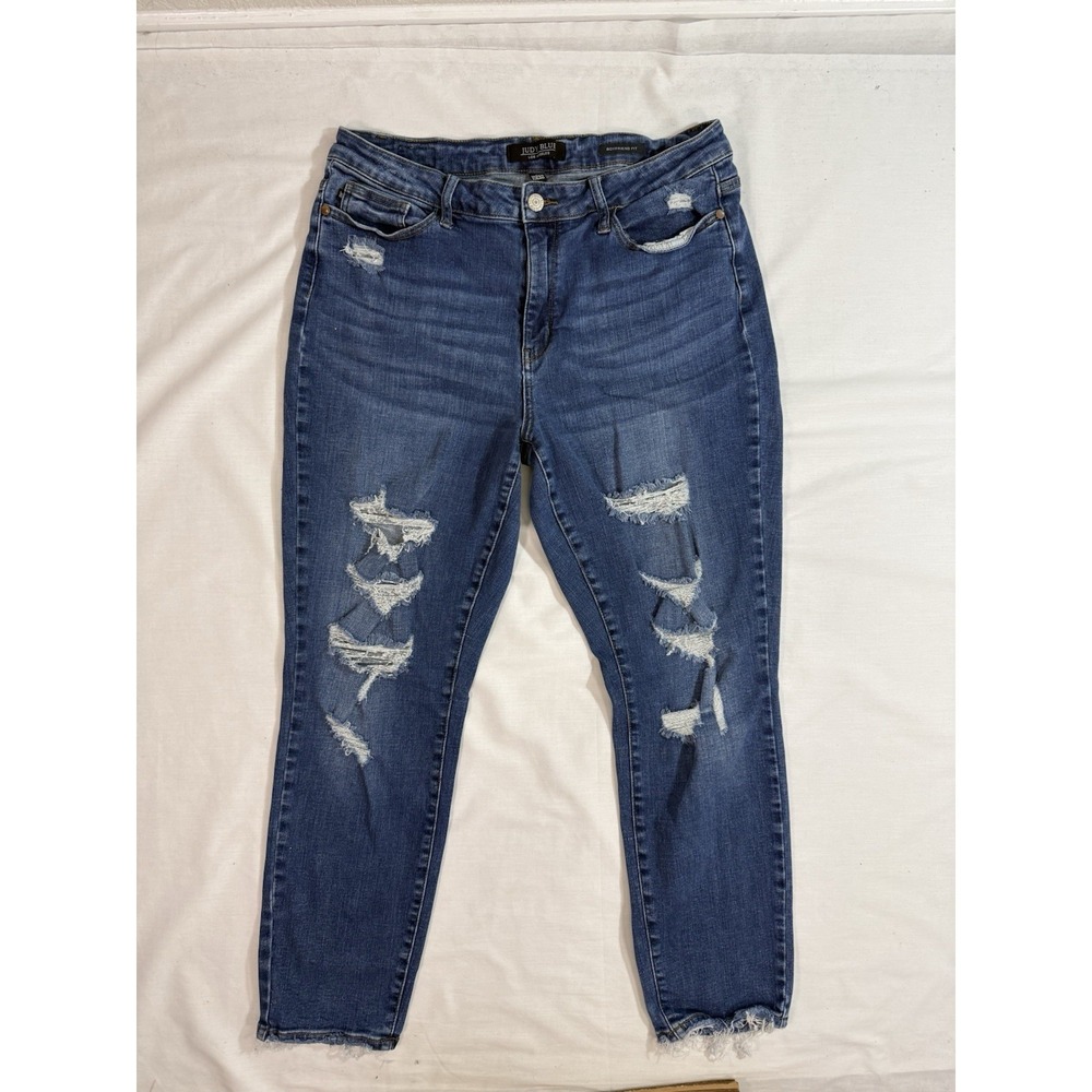 Judy Blue Jeans Womens‎ 15/32 Blue Distressed Boyfriend Fit  Denim